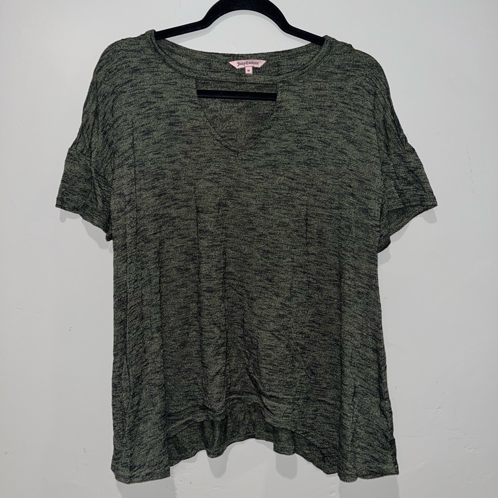 Juicy Couture Short-Sleeved Green Marbled Cut-Out Tunic Women's Size Medium
